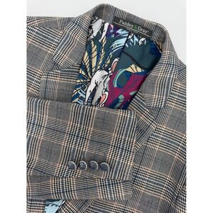 Paisley & Gray Blazer Mens 40R Blue Plaid Frenchie Dog Lining Sport Coat Stretch
